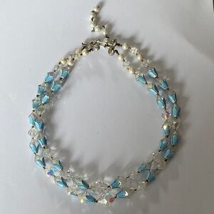 Chic Blue and Silver Beaded Necklace